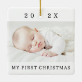 Mein erstes Weihnachtsjahr, das moderne Foto weiß Keramikornament (Rückseite)