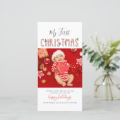 Mein erstes Weihnachtsjugendfoto Collage Feiertagskarte (Stehend Vorderseite)