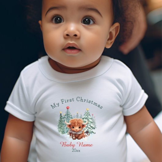 Mein erstes Weihnachtsjungbaby Bison Individuelle  Baby Strampler