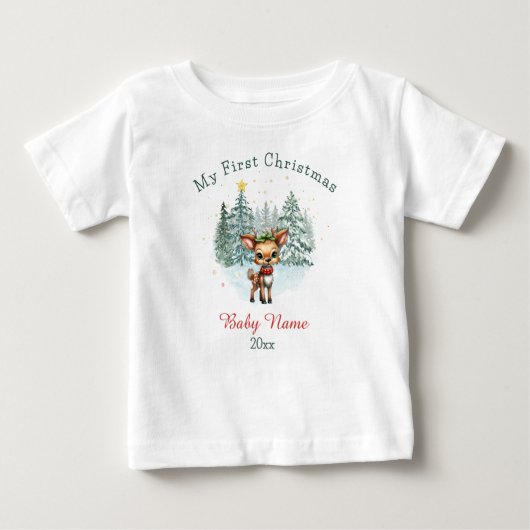 Mein erstes Weihnachtsjunges Hirsche Individuelle Baby T-shirt (Vorderseite)