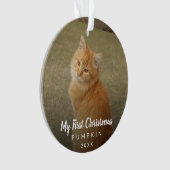 Mein erstes Weihnachtskhalk-Script-Cat-Foto Ornament (Vorderseite)