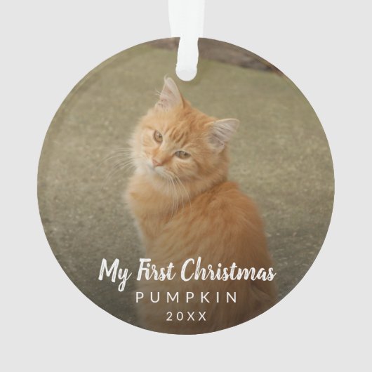 Mein erstes Weihnachtskhalk-Script-Cat-Foto Ornament (Rückseite)