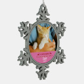 Mein erstes Weihnachtskitt-Foto Schneeflocken Zinn-Ornament (Links)