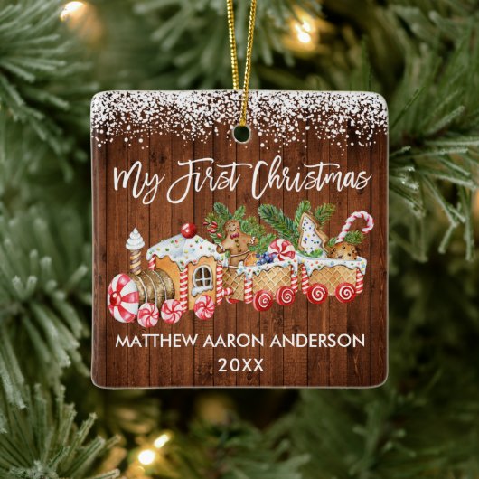 Mein erstes Weihnachtskuchenschnudel Keramikornament (Baum)