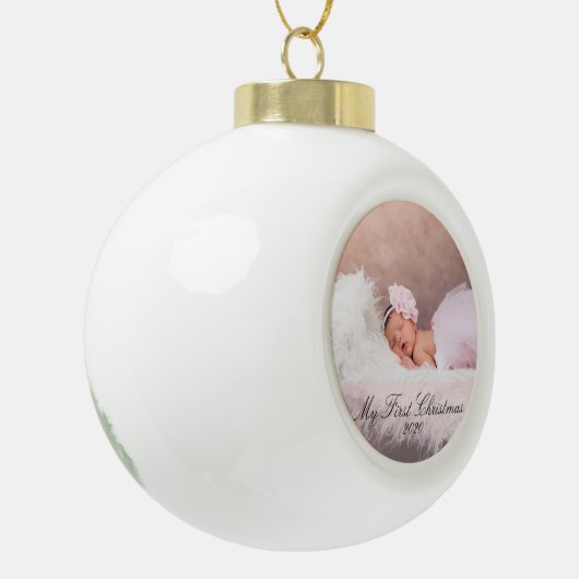 Mein erstes Weihnachtsmädchen Pink Keramik Kugel-Ornament (Links)