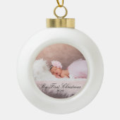 Mein erstes Weihnachtsmädchen Pink Keramik Kugel-Ornament (Vorderseite)