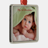 Mein erstes Weihnachtsmetall-Foto Silbernes Ornament (Rechts)