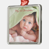 Mein erstes Weihnachtsmetall-Foto Silbernes Ornament (Links)