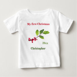 Mein erstes Weihnachtsnachtsdatum Heilige Beere T Baby T-shirt