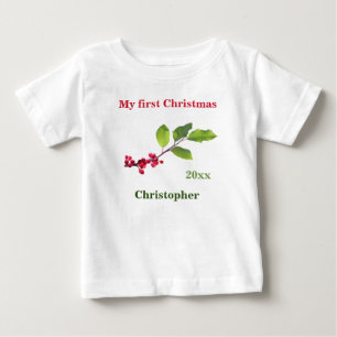 Mein erstes Weihnachtsnachtsdatum Heilige Beere T Baby T-shirt