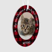 Mein erstes Weihnachtsrot Kariert Chat Kitten Pet Ornament (Vorderseite)
