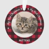 Mein erstes Weihnachtsrot Kariert Chat Kitten Pet Ornament (Vorderseite)