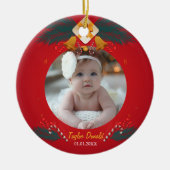 Mein erstes Weihnachtsrotes Foto Keramik Ornament (Vorne)