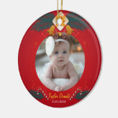 Mein erstes Weihnachtsrotes Foto Keramik Ornament (Links)