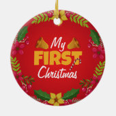 Mein erstes Weihnachtsrotes Foto Keramik Ornament (Hinten)