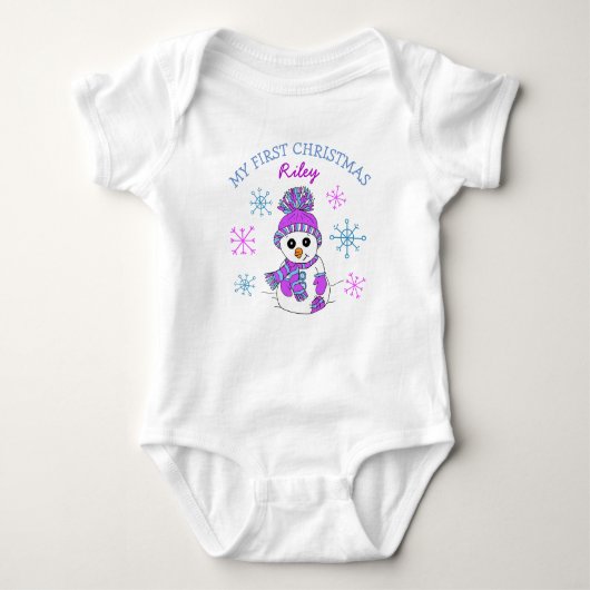 Mein erstes Weihnachtsschneemann Snowflakes Baby T Baby Strampler (Vorderseite)