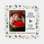 Mein erstes WeihnachtsScript Baby Birth Stats & Fo Ornament Aus Metall (Rückseite)