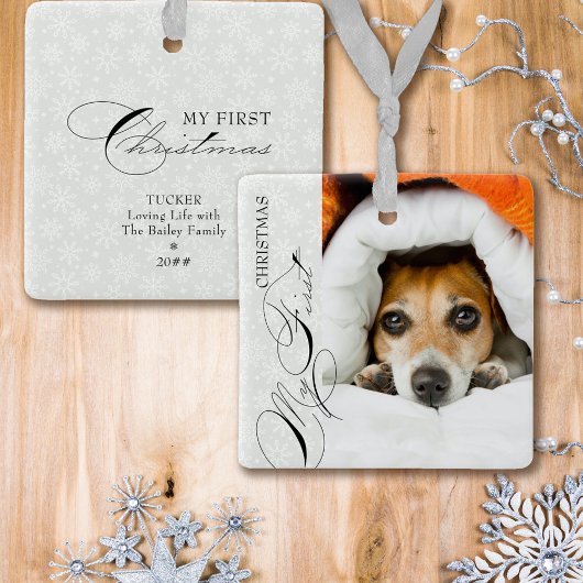 Mein erstes Weihnachtsskript Vertikales Foto Snowf Keramikornament