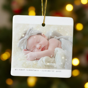 Mein erstes Weihnachtsstars Modern Baby Girl Foto Keramikornament