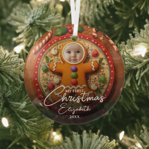 Mein erstes Weihnachtsvergnügen Süßes Lebkuchen-Fo Ornament Aus Glas