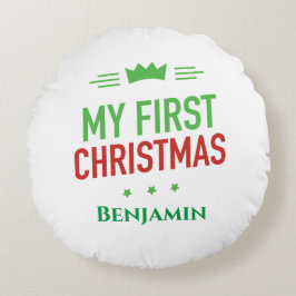 Mein erstes Weihnachtswirbel Rundes Kissen