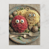 Mein Essen sieht mich an Postkarte (Vorderseite)