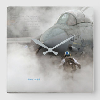 "Mein Felsen" - Psalm-144:1 - 2 Quadratische Wanduhr