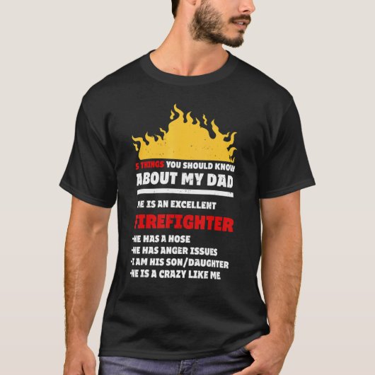 Mein Firefighter-Vater Proud Son Daughter Sprichwo T-Shirt (Vorderseite)