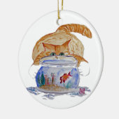 Mein Fishbowl, Meows-Tiger-Kätzchen Keramik Ornament (Links)