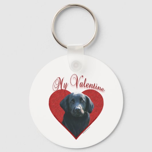Mein flach beschichteter Retriever Valentine Schlüsselanhänger (Vorderseite)