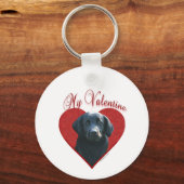 Mein flach beschichteter Retriever Valentine Schlüsselanhänger (Vorderseite)