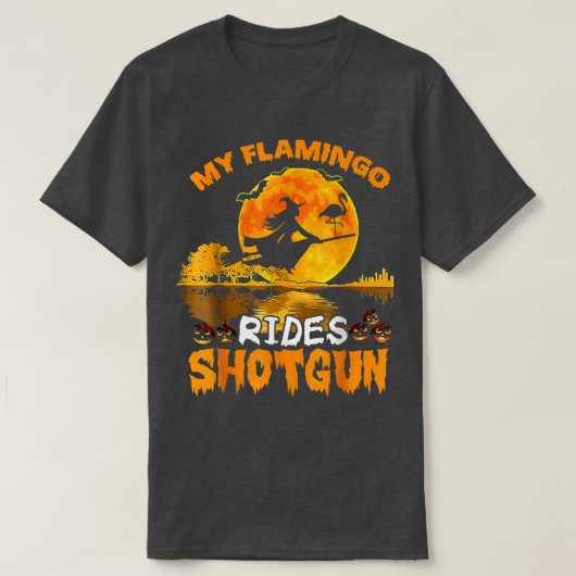 Mein Flamingo Rides Shot Hexe Fly Broomstick Bat H T-Shirt (Design vorne)