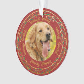 Mein Foto Gold Berry Wreath Crimson Weihnachten Ornament (Vorderseite)