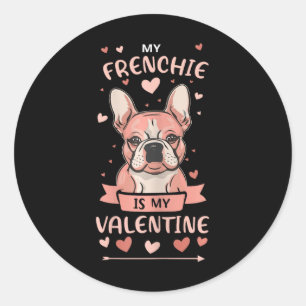 Mein Französchen ist mein Valentinsgruß Lustiger F Runder Aufkleber