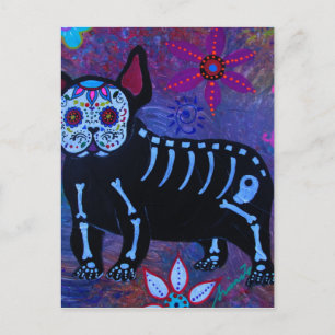 Mein Französischer Bulldog Dia de los Muertos Postkarte