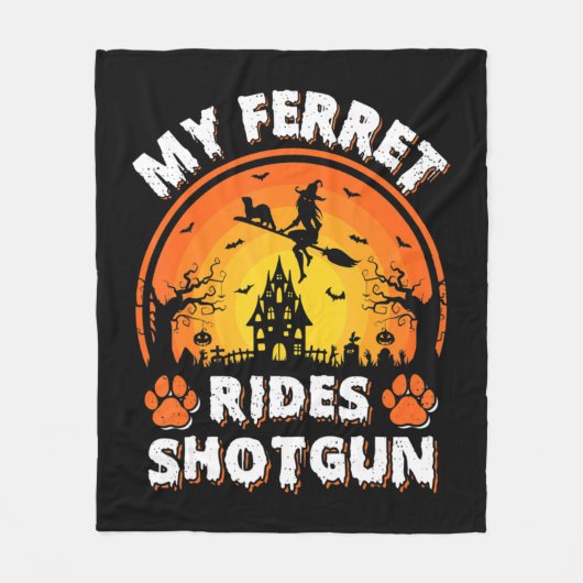 Mein Frettritt Hexe Shotgun Fun Ferret Halloween Fleecedecke (Vorderseite)