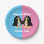 Mein Freund der Pinguin, Personalisiert für Twins  Pappteller (Vorderseite)