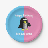 Mein Freund der Pinguin, Personalisiert für Twins Pappteller (Vorderseite)