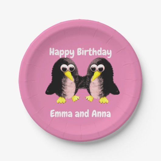 Mein Freund der Pinguin, Personalisiert für Twins Pappteller (Vorderseite)