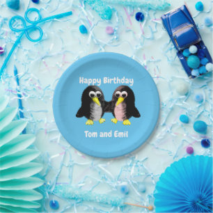 Mein Freund der Pinguin, Personalisiert für Twins  Pappteller