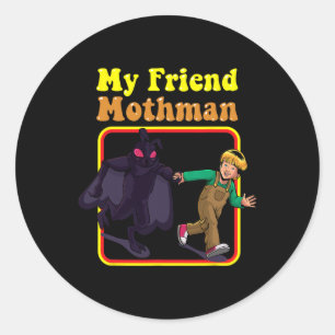 Mein Freund Mothman Fun Retro Cryptid Kreaturen Mo Runder Aufkleber