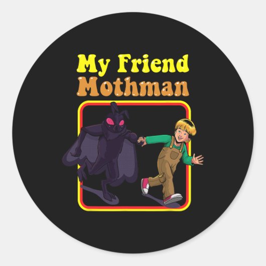 Mein Freund Mothman Fun Retro Cryptid Kreaturen Mo Runder Aufkleber (Vorderseite)
