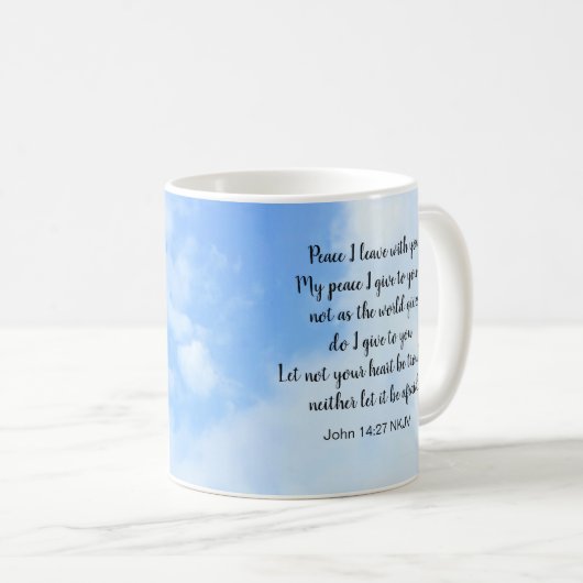 Mein Frieden, den ich dir Bible Verse Dog in Blue  Kaffeetasse (VorderseiteRechts)