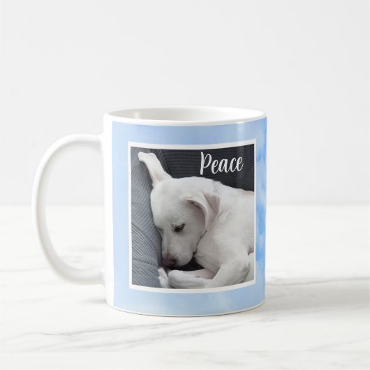 Mein Frieden, den ich dir Bible Verse Dog in Blue Kaffeetasse (Links)