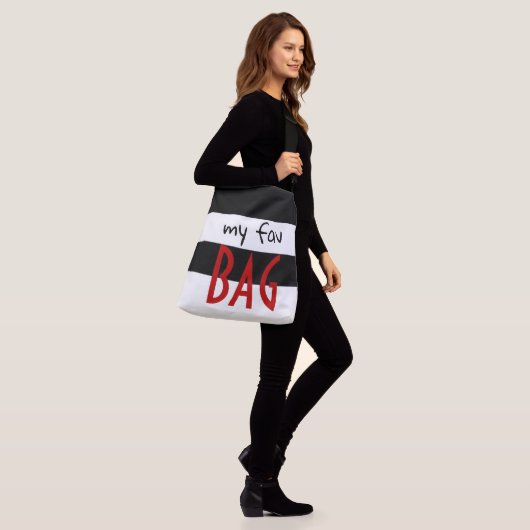 Mein FV-Beutel oder Ihr gestreiftes Muster schwarz Tragetaschen Mit Langen Trägern (Am Model)