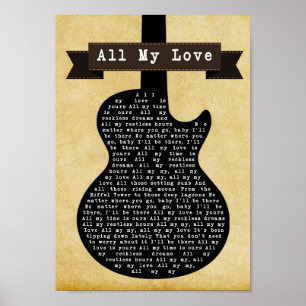 Mein ganzer Liebe-Schwarz-Gitarren-Lied-lyrische Poster