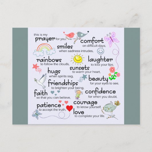 Mein Gebet für dich | Blau Postkarte (Vorderseite)