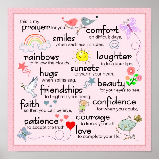 Mein Gebet für dich in Rosa Poster (Vorne)