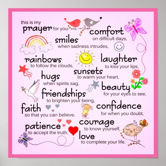 Mein Gebet für dich | Rosa Poster (Vorne)