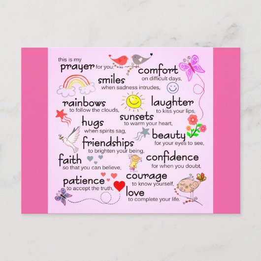 Mein Gebet für dich | Rosa Postkarte (Vorderseite)